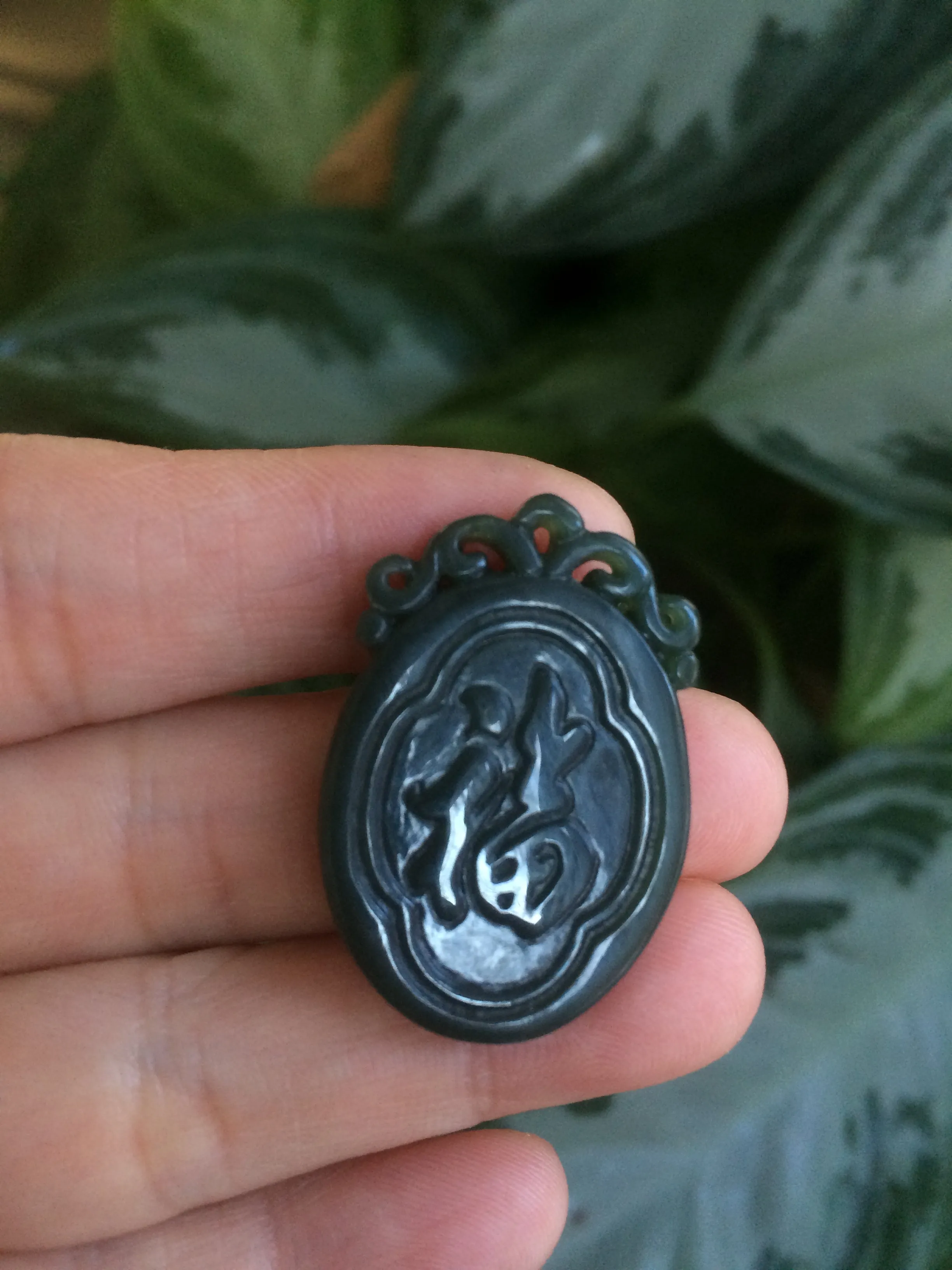 100% Natural dark green/black Hetian Jade blessed fortune pendant HT7 Add on item! not sale individually