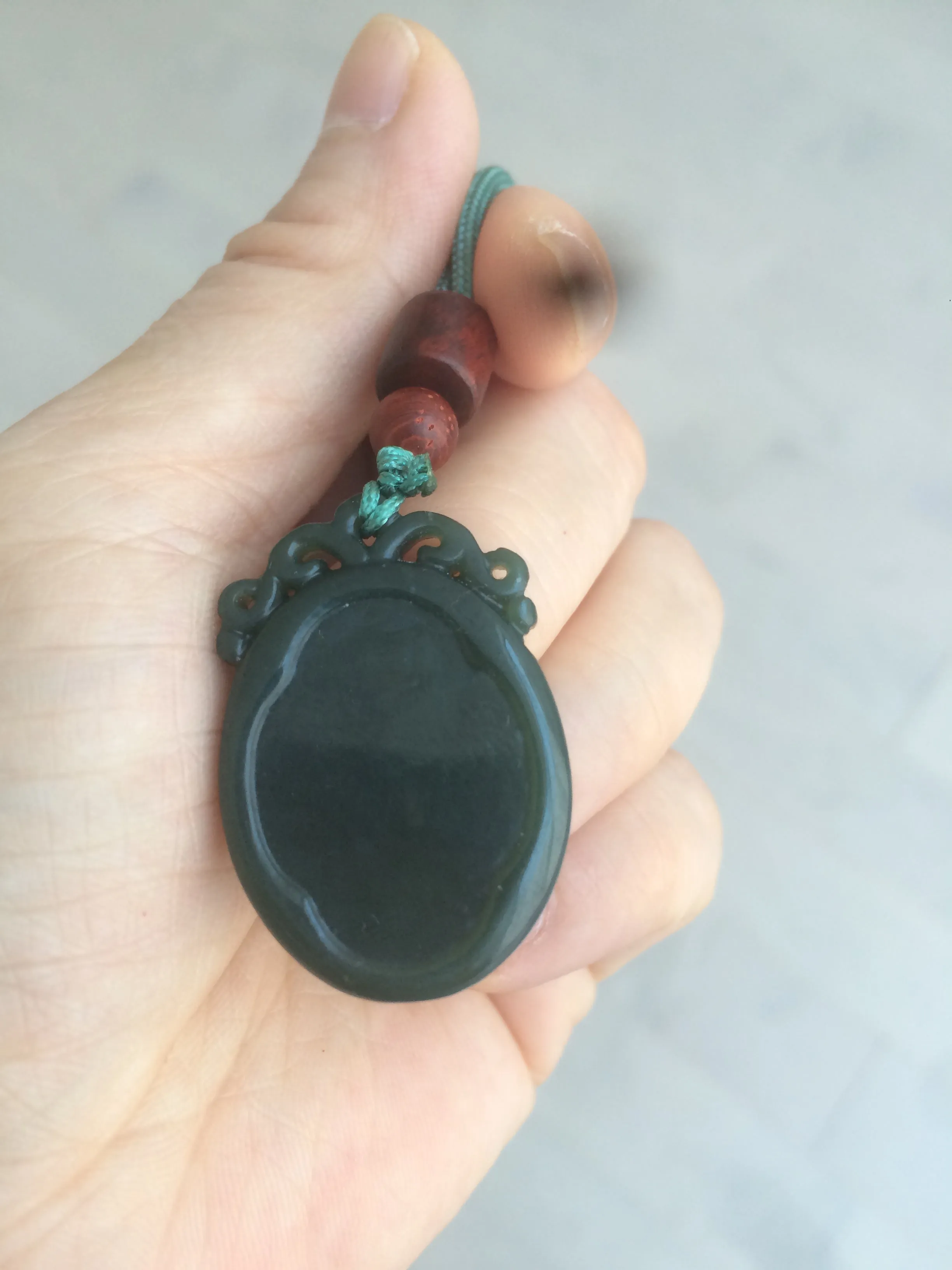 100% Natural dark green/black Hetian Jade blessed fortune pendant HT7 Add on item! not sale individually