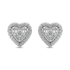 10K White Gold 1/3 Ct.Tw. Diamond Heart Stud Earrings