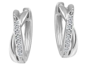 10k White Gold Ribbon Diamond Hoop Earrings