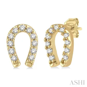 10KY Horseshoe Petite Diamond Fashion Stud Earrings w/ 0.10 ctw