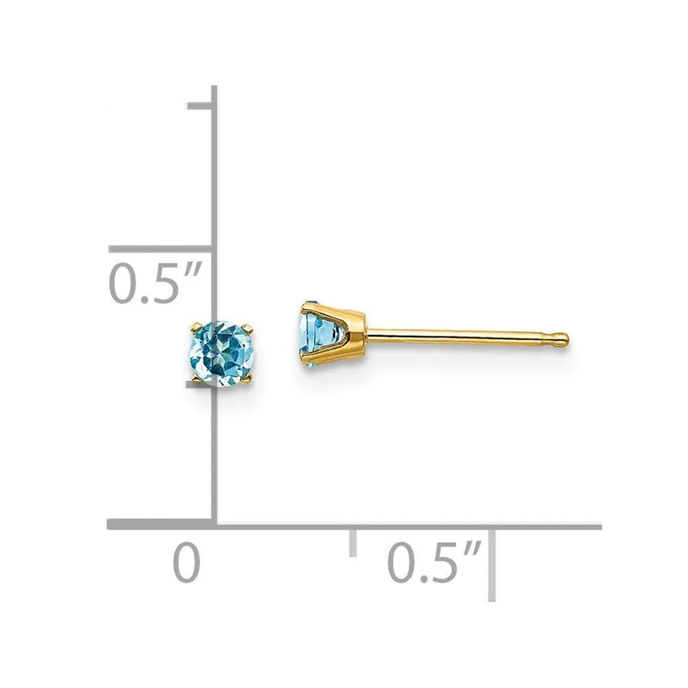 14k 3mm December/Blue Topaz Post Earrings