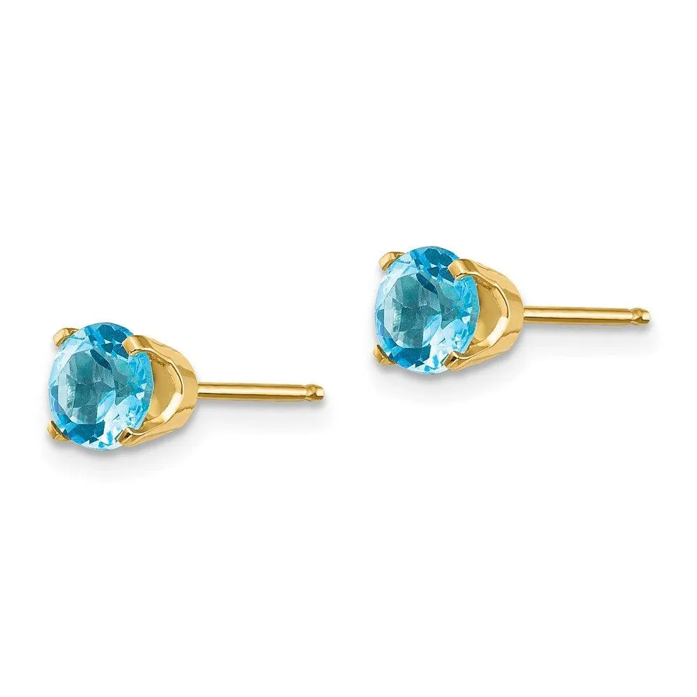 14k 5mm Blue Topaz Earrings - December