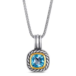 14K and 925 Sterling Sliver Pendant with Blue Topaz (141P107972BT)