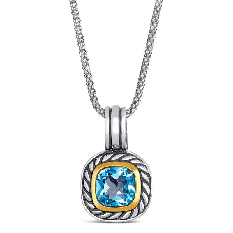 14K and 925 Sterling Sliver Pendant with Blue Topaz (141P107972BT)