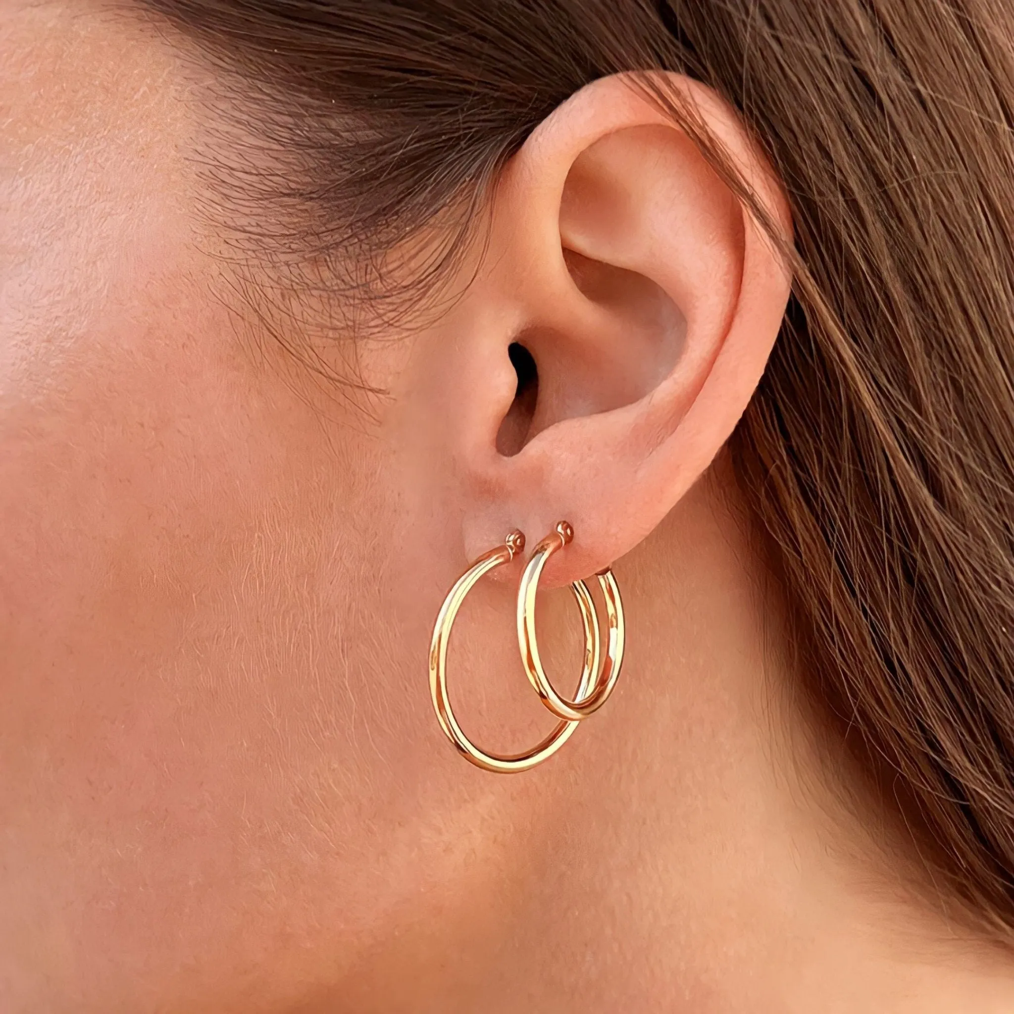 14k Gold Hoops - Slim