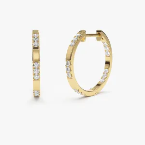 14k Gold Inside out Diamond Hoop Earrings