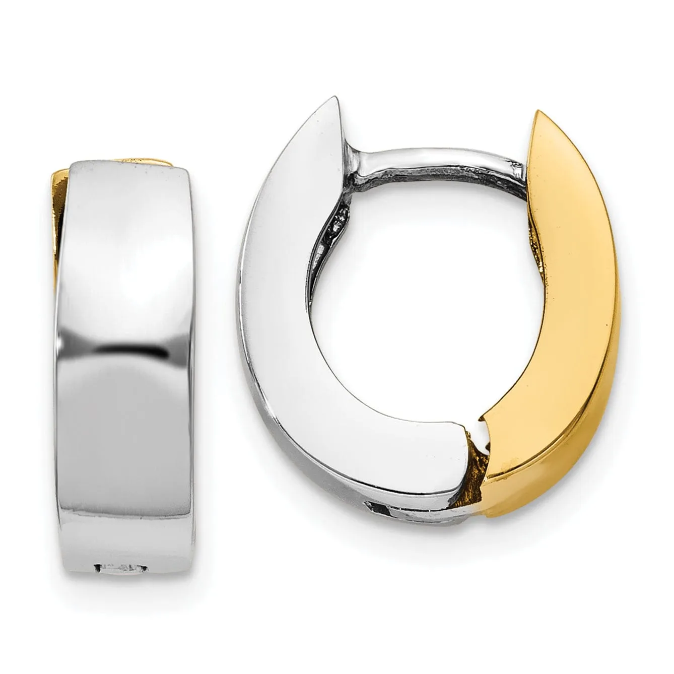 14k Two-tone Gold Polished Hinged Hoop Earrings