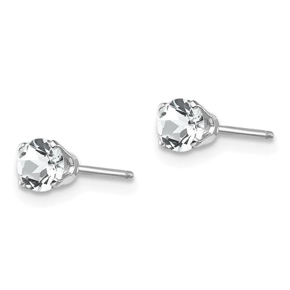 14k White Gold 4mm White Topaz Stud Earrings