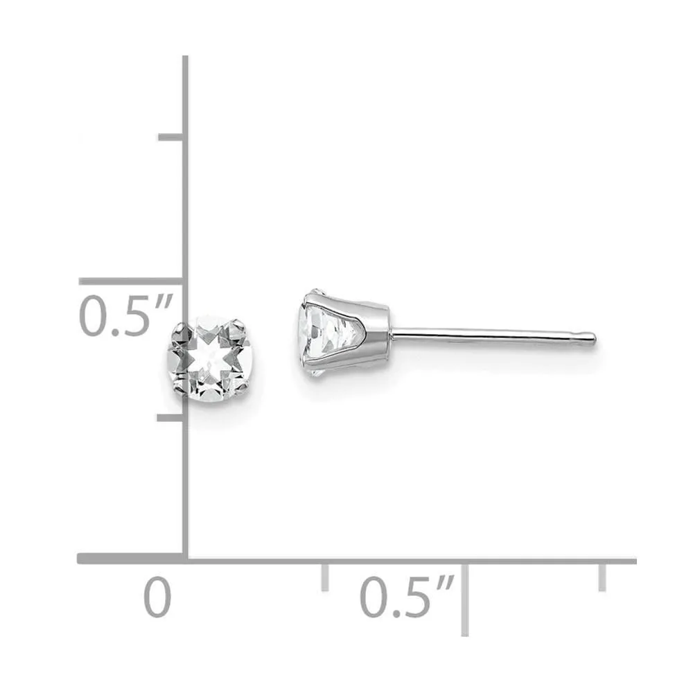 14k White Gold 4mm White Topaz Stud Earrings