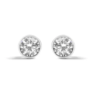 14K White Gold 5/8 Cttw Bezel Set Lab Grown Round Diamond Screw-Back Solitaire Stud Earrings (G-H Color, VS2-SI1 Clarity)