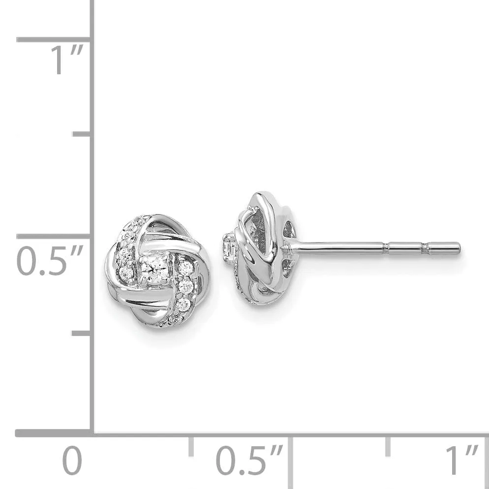 14k White Gold Diamond Knot Post Earrings