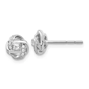 14k White Gold Diamond Knot Post Earrings