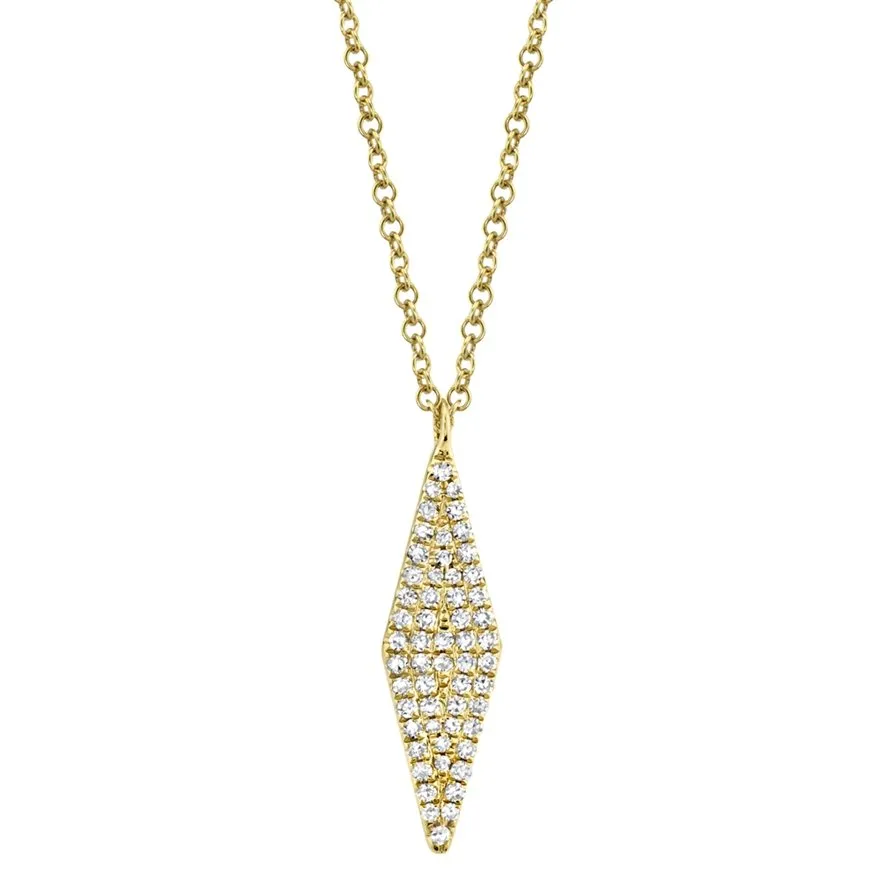 14KT GOLD 0.17 CTW DIAMOND RHOMBUS NECKLACE