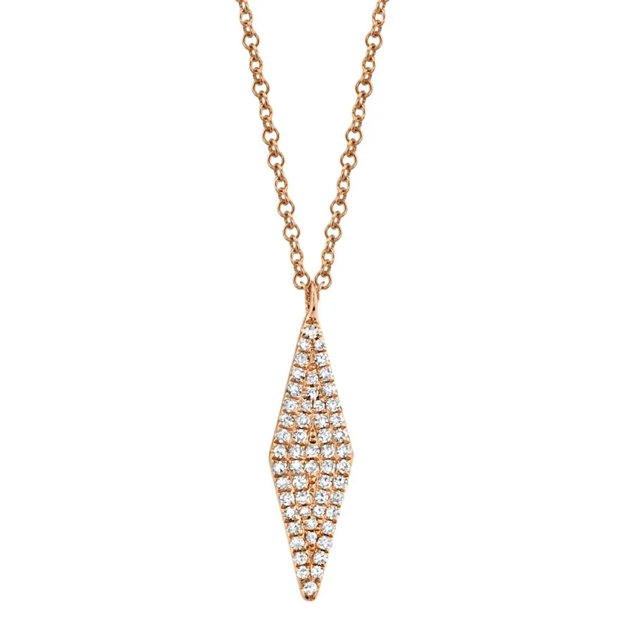 14KT GOLD 0.17 CTW DIAMOND RHOMBUS NECKLACE