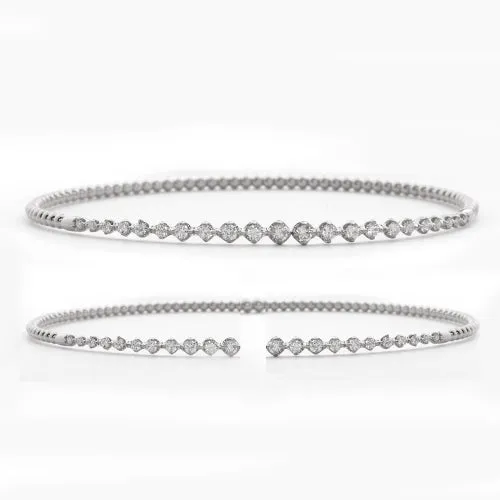 14KW 0.65CTW DIAMOND OPEN CUFF BANGLE - 4 PRONG