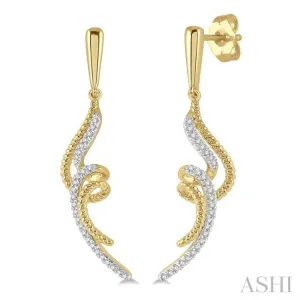 1/6 Ctw Twin Twirl Round Cut Diamond Fashion Earring in 10K Yellow Gold