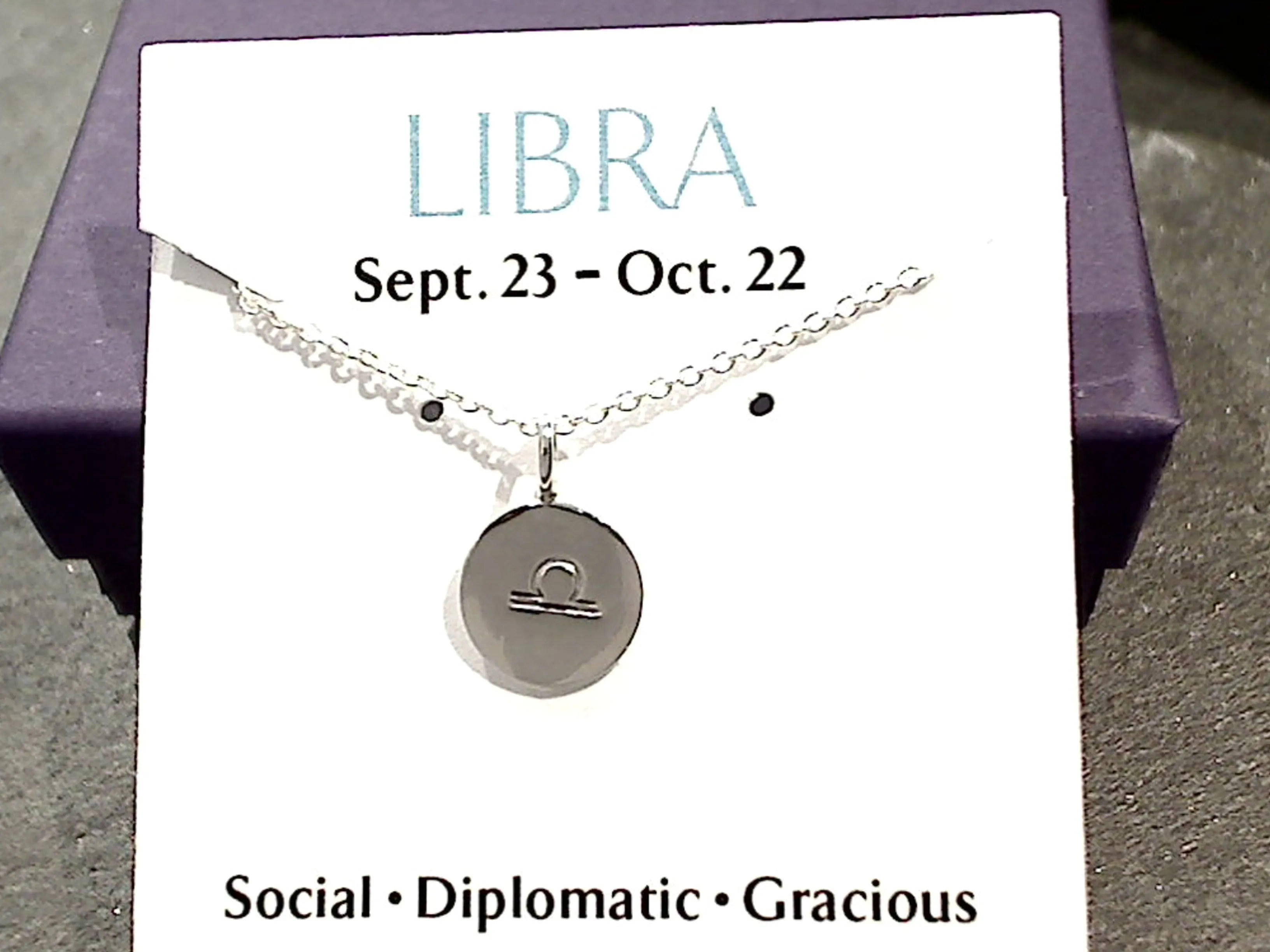 16" - 18" Sterling Silver Libra Zodiac Necklace