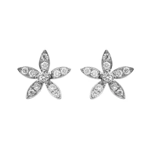 18ct White Gold 0.23ct Diamond Flower Petal Stud Earrings