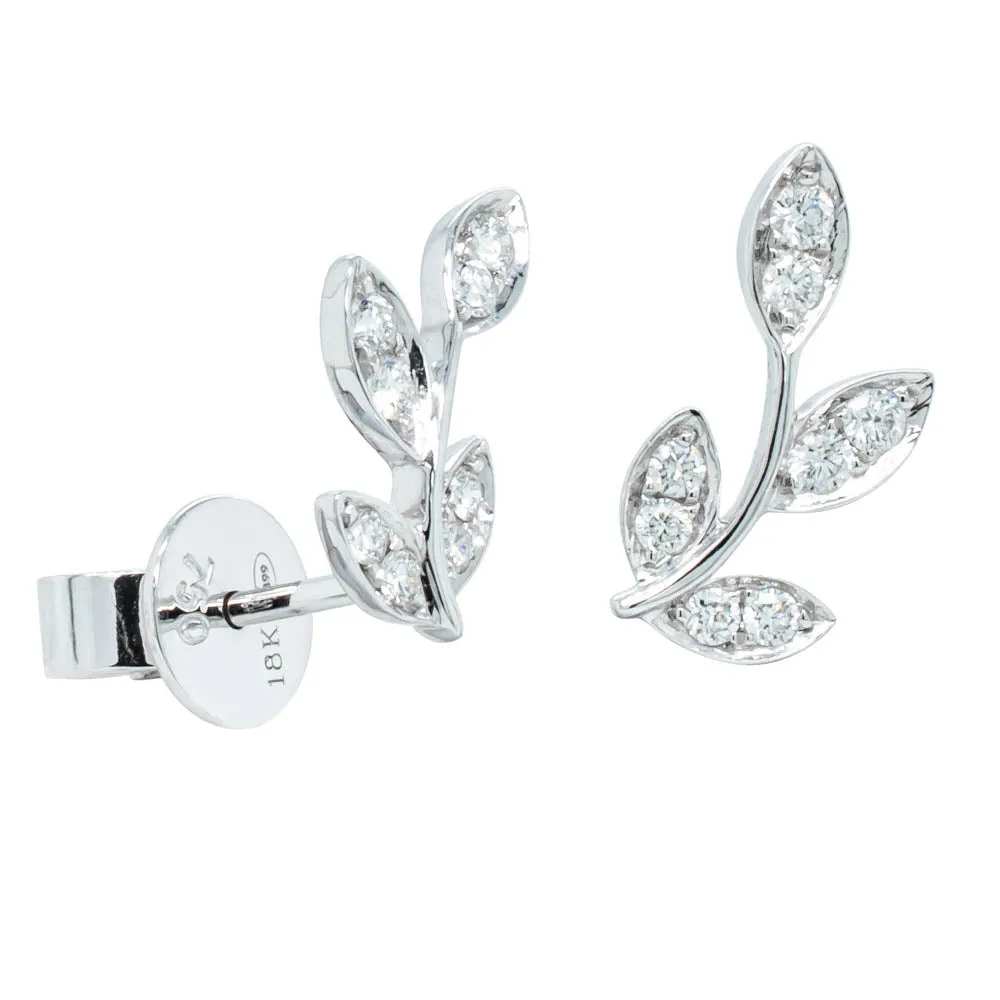 18ct White Gold .24ct Diamond Laurel Earrings