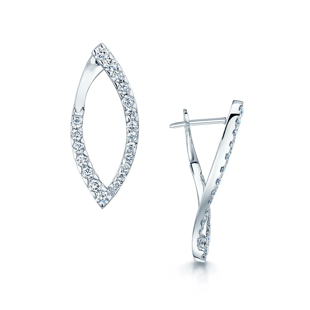 18ct White Gold Diamond Looped Earrings