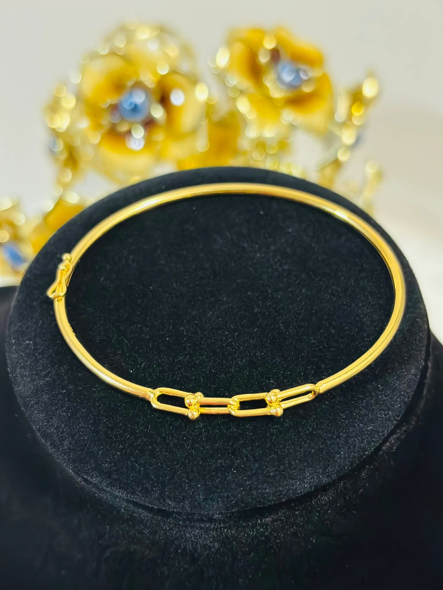 18K Gold Half Hardware Bangle