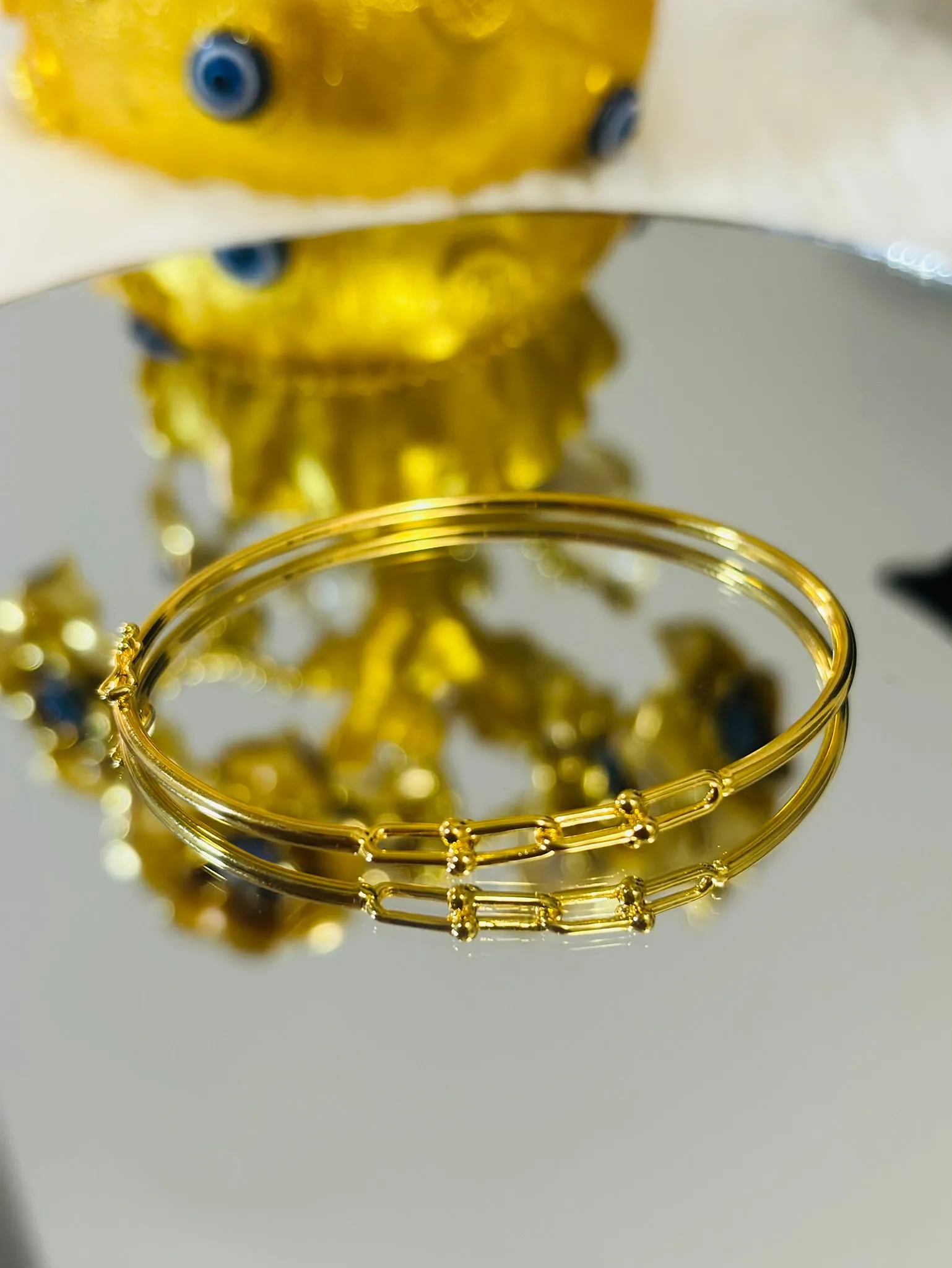 18K Gold Half Hardware Bangle