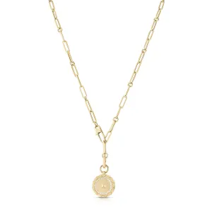 18K Gold Obelisco Small Diamond Medallion on Chain