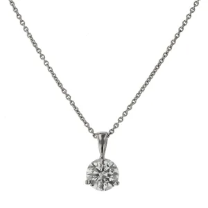 18K White Gold Diamond Solitaire Pendant Necklace