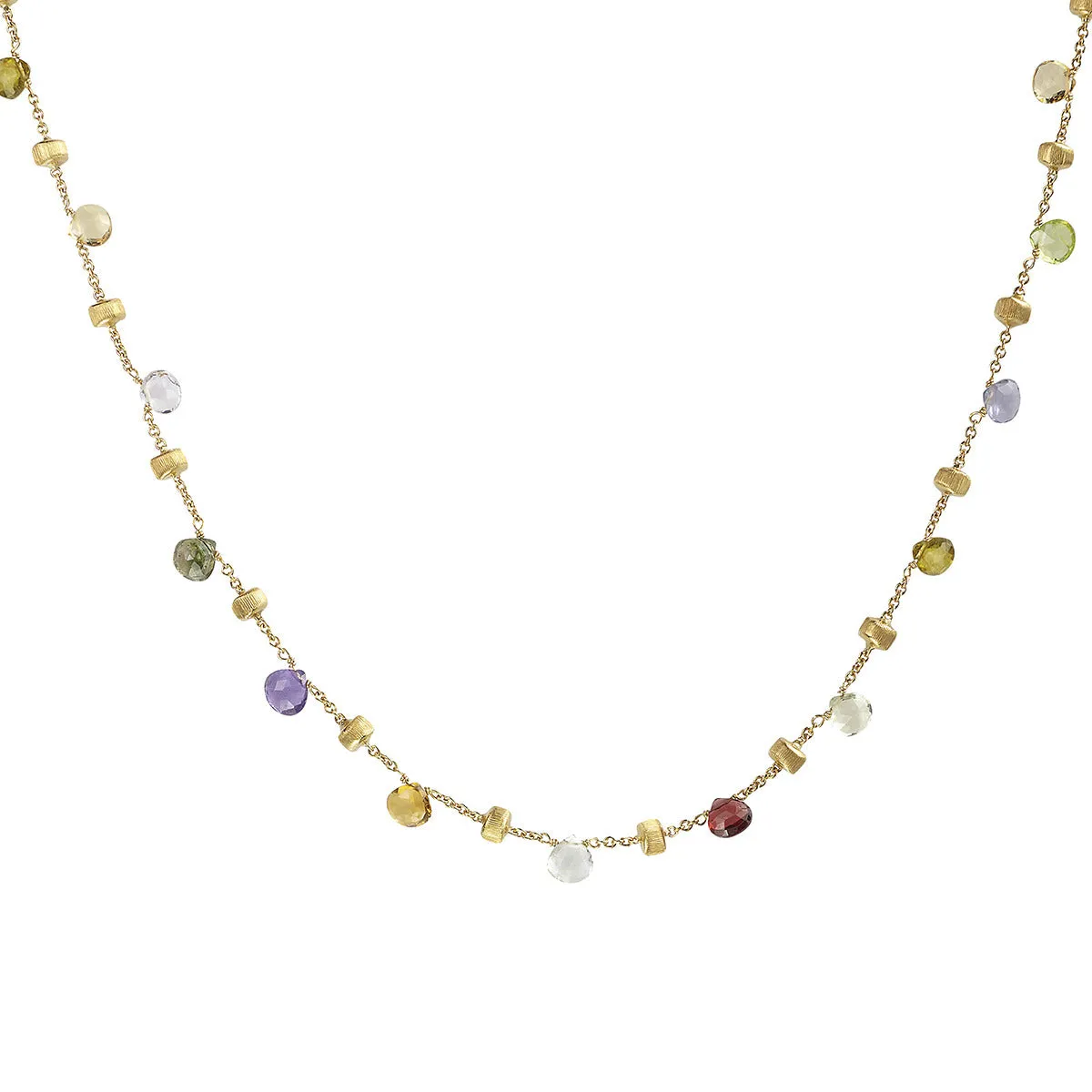 18K Yellow Gold Mixed Gemstone Short Necklace