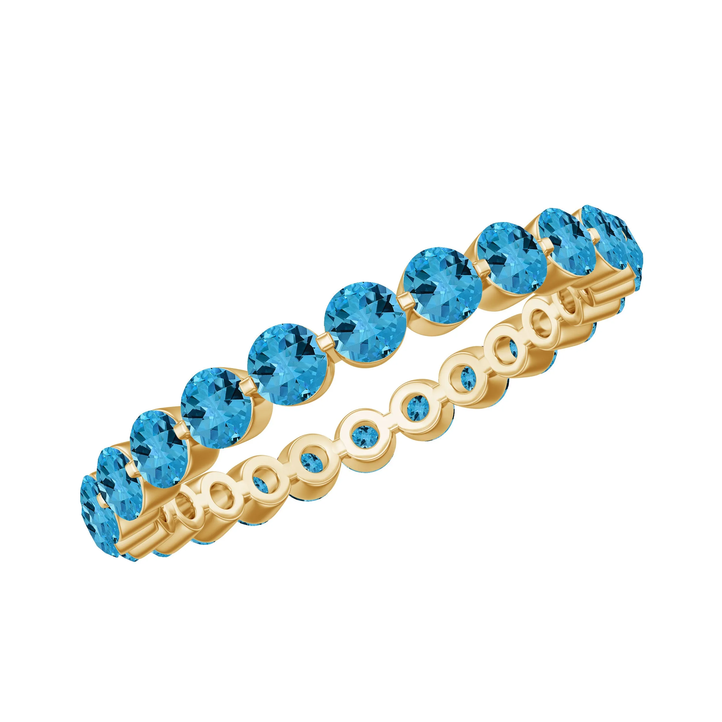 3.50 CT Swiss Blue Topaz Full Eternity Ring in Floating Setting