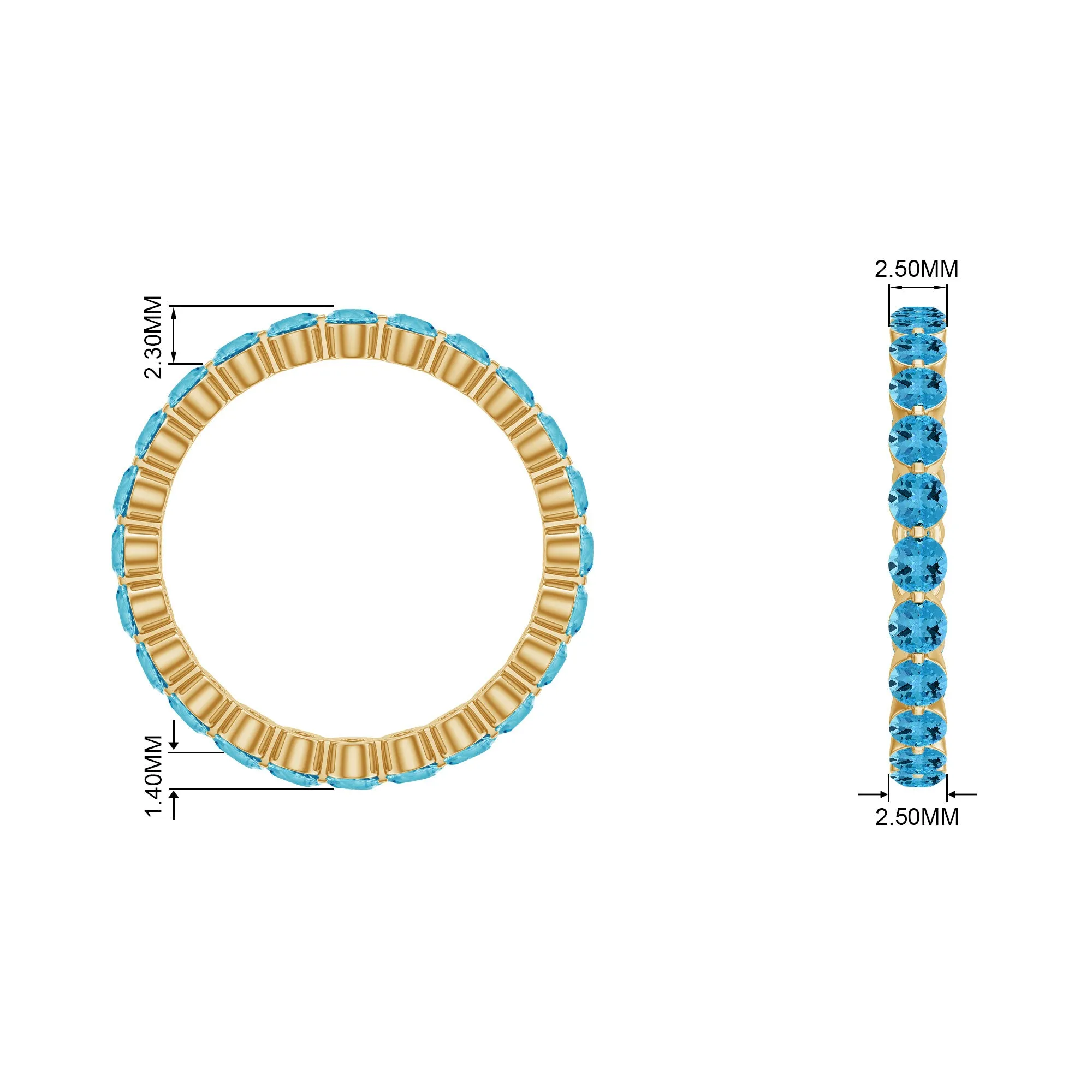 3.50 CT Swiss Blue Topaz Full Eternity Ring in Floating Setting