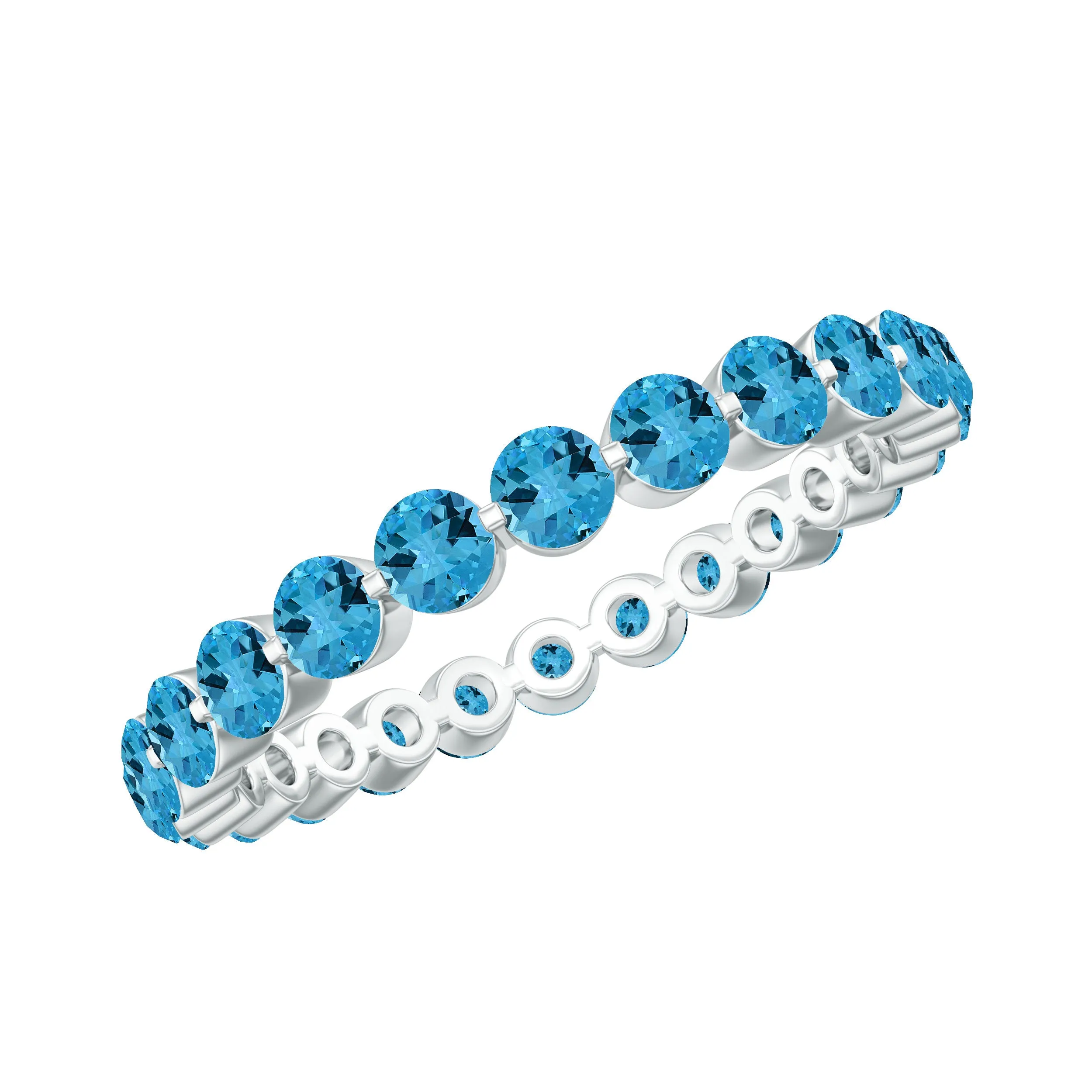 3.50 CT Swiss Blue Topaz Full Eternity Ring in Floating Setting