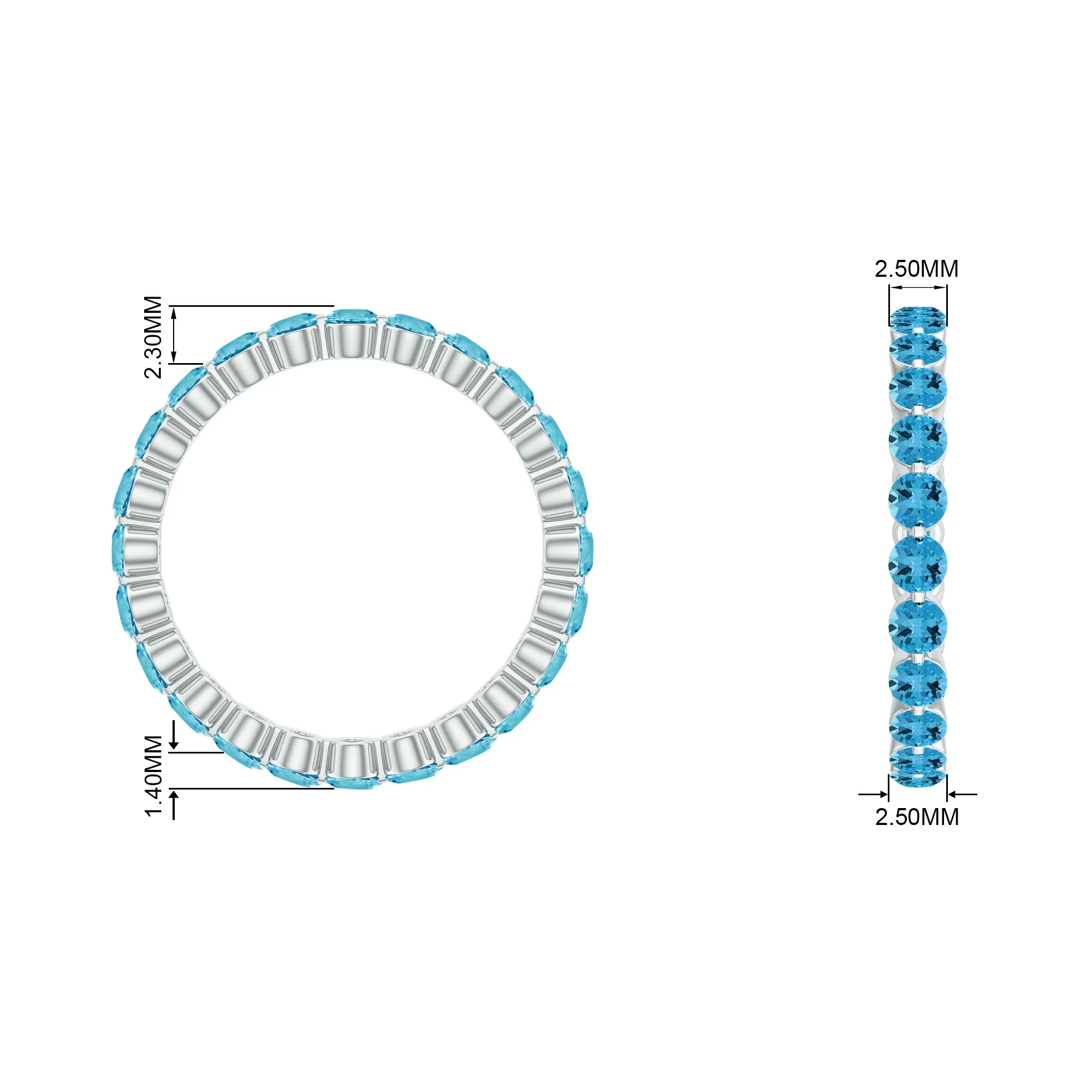 3.50 CT Swiss Blue Topaz Full Eternity Ring in Floating Setting