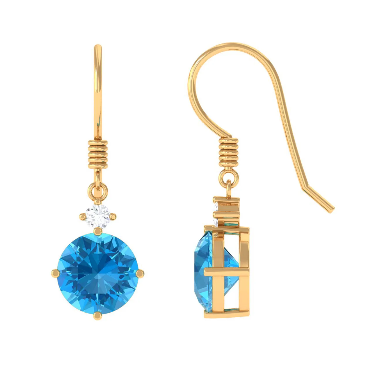 4.25 CT Swiss Blue Topaz Solitaire Dangle Earrings with Moissanite