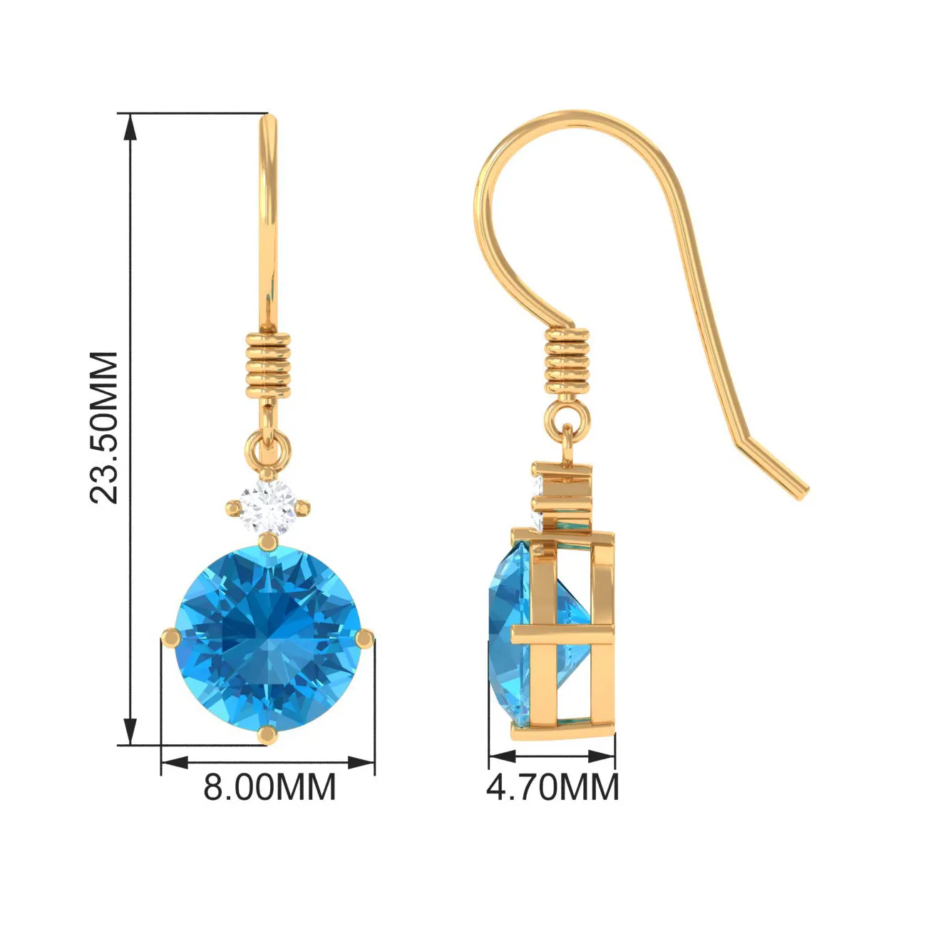 4.25 CT Swiss Blue Topaz Solitaire Dangle Earrings with Moissanite