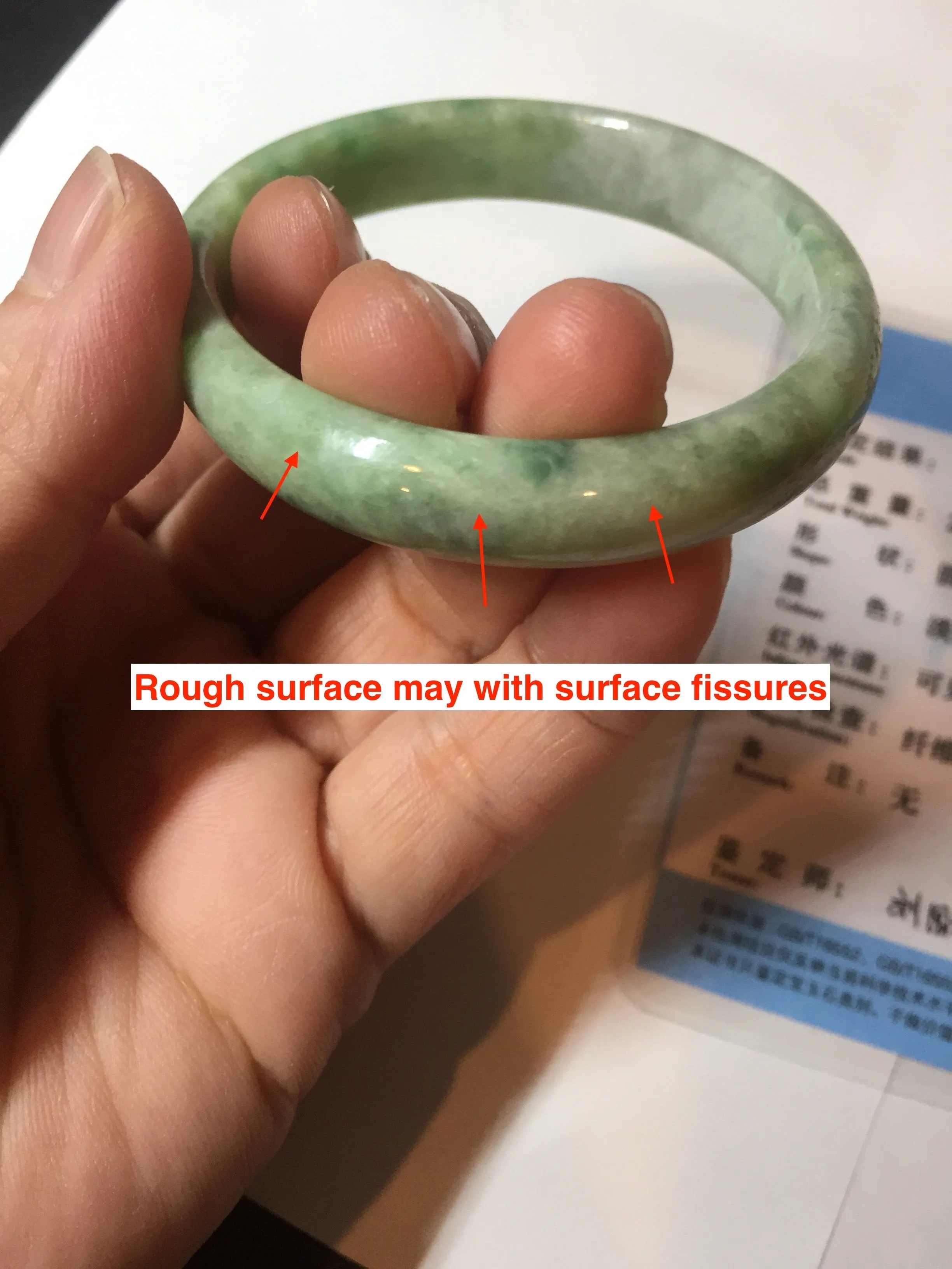 47.5mm Certified type A 100% Natural sunny green Jadeite Jade bangle BM93-4468