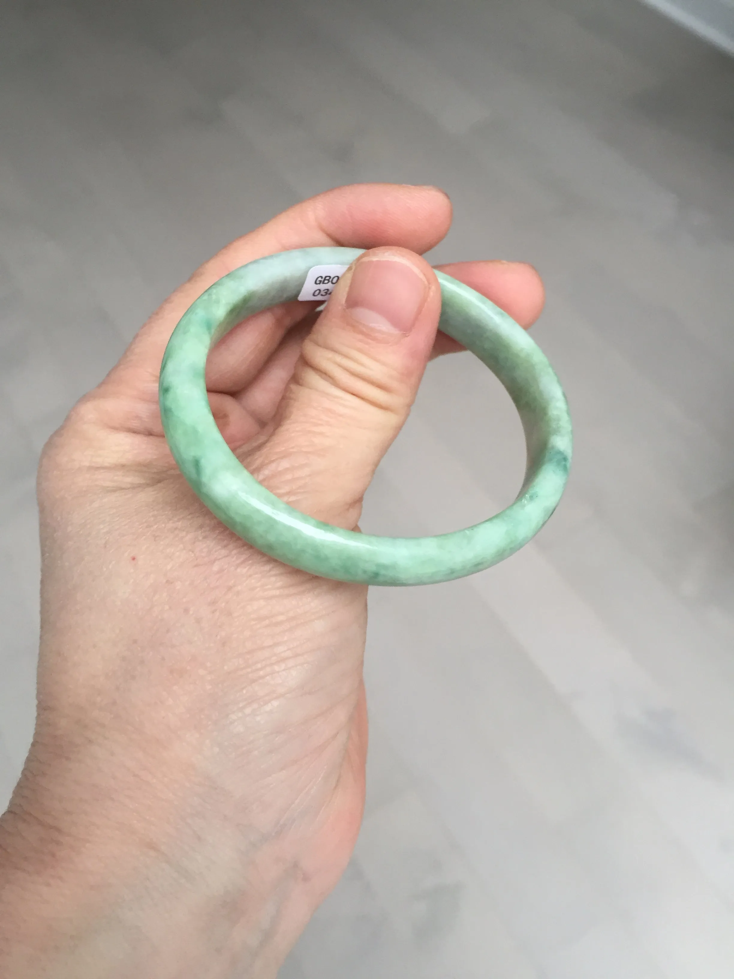 47.5mm Certified type A 100% Natural sunny green Jadeite Jade bangle BM93-4468