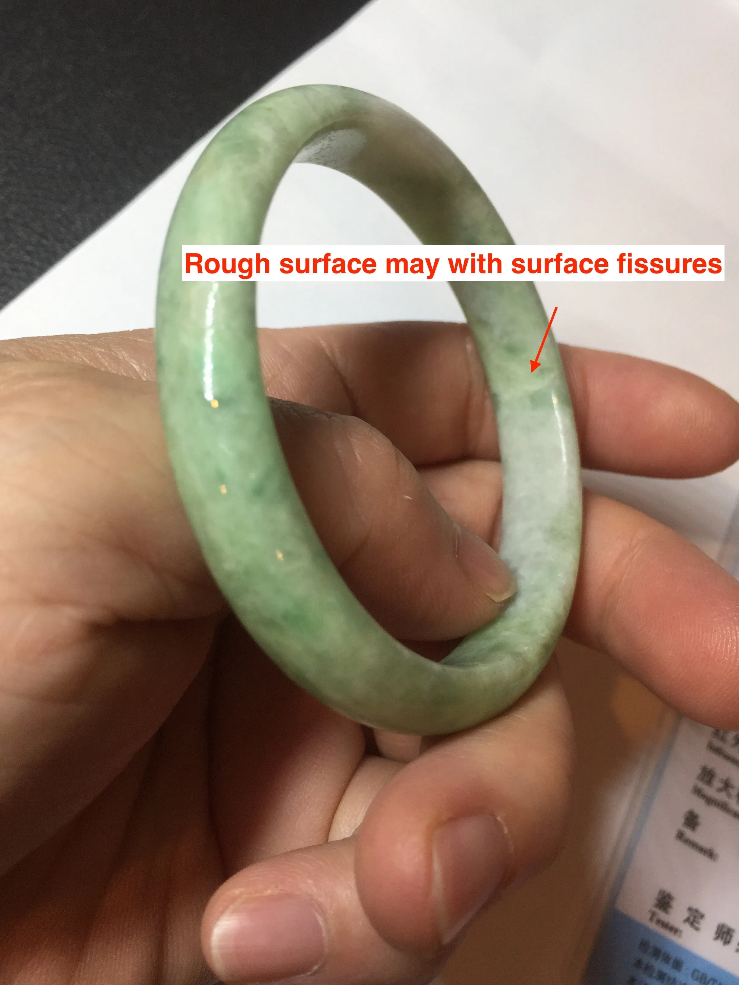 47.5mm Certified type A 100% Natural sunny green Jadeite Jade bangle BM93-4468