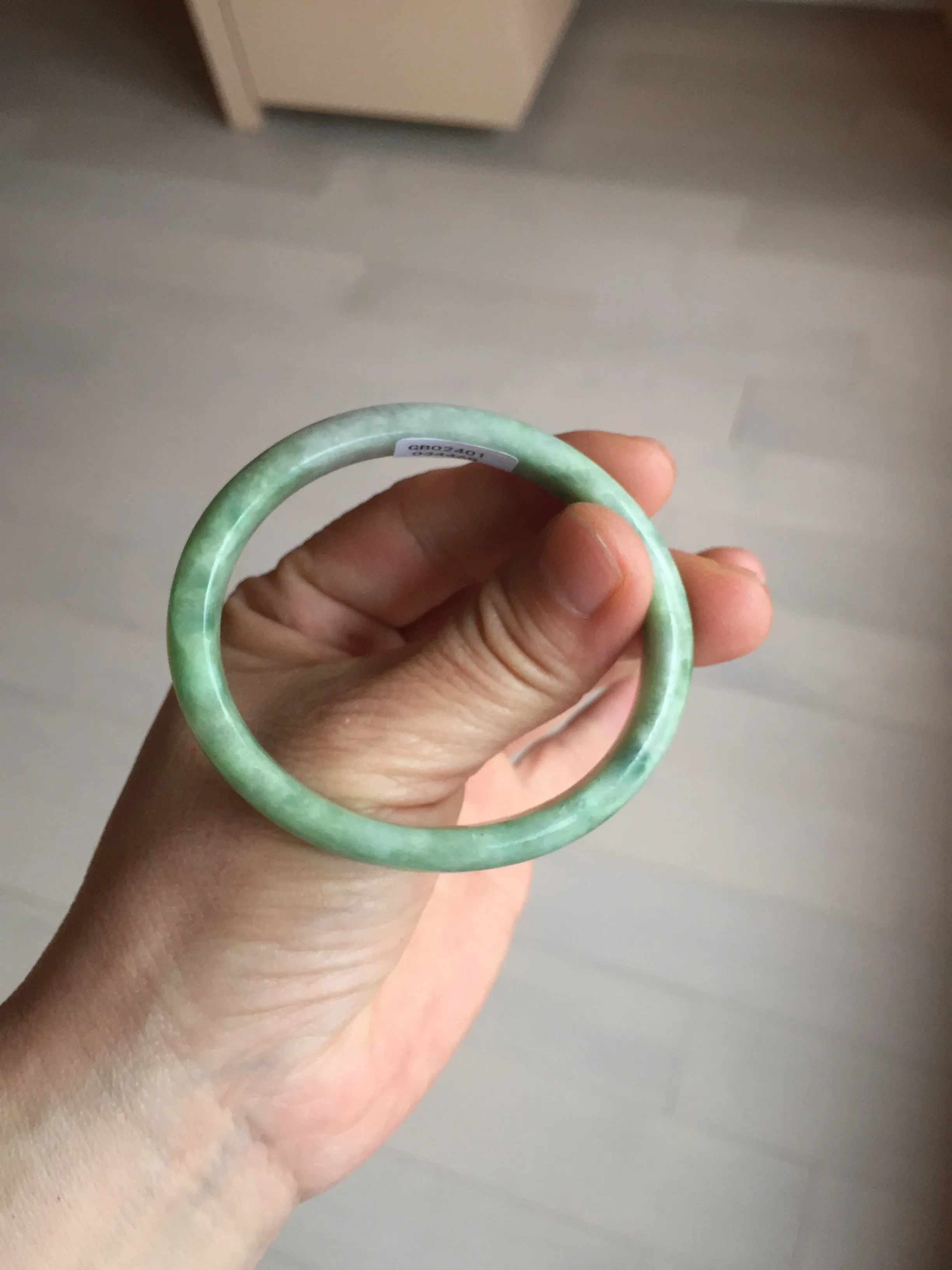 47.5mm Certified type A 100% Natural sunny green Jadeite Jade bangle BM93-4468