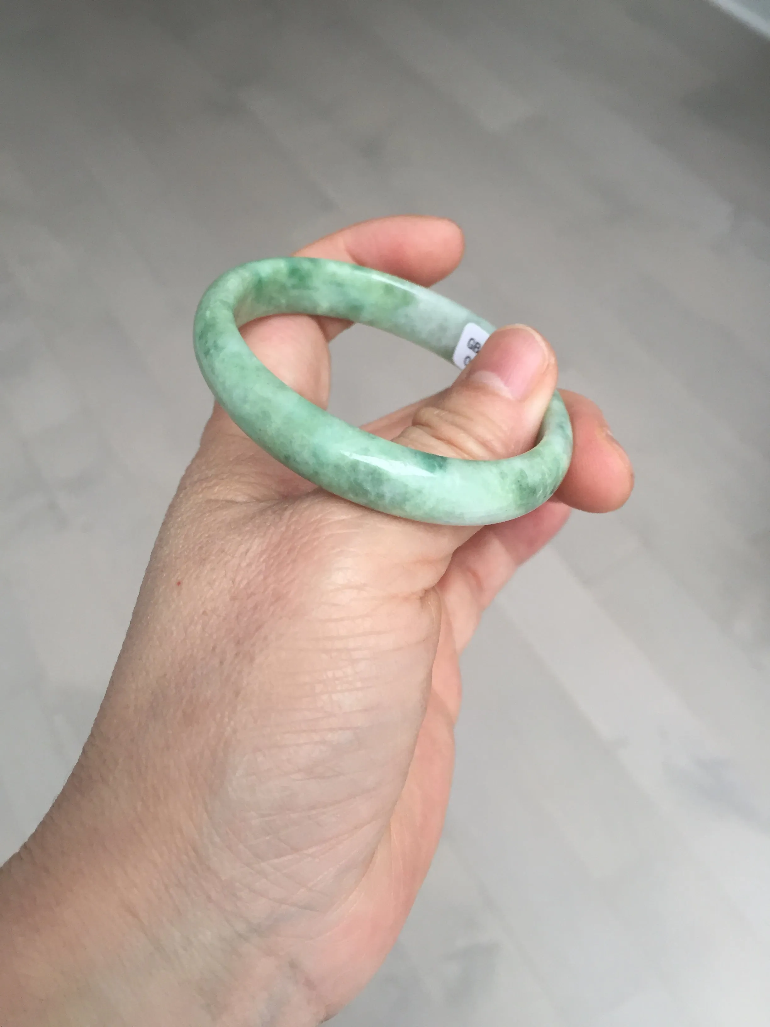 47.5mm Certified type A 100% Natural sunny green Jadeite Jade bangle BM93-4468