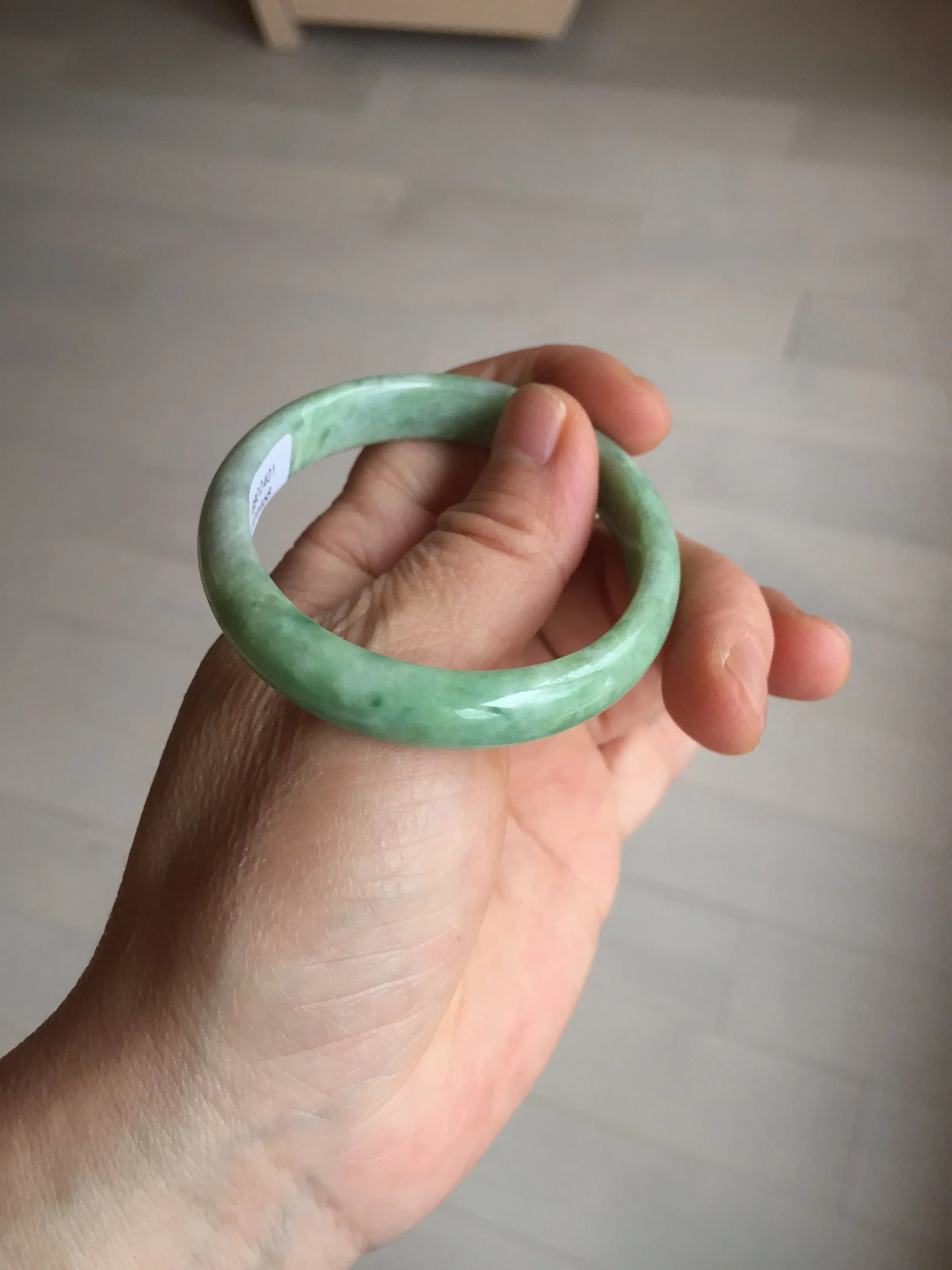 47.5mm Certified type A 100% Natural sunny green Jadeite Jade bangle BM93-4468