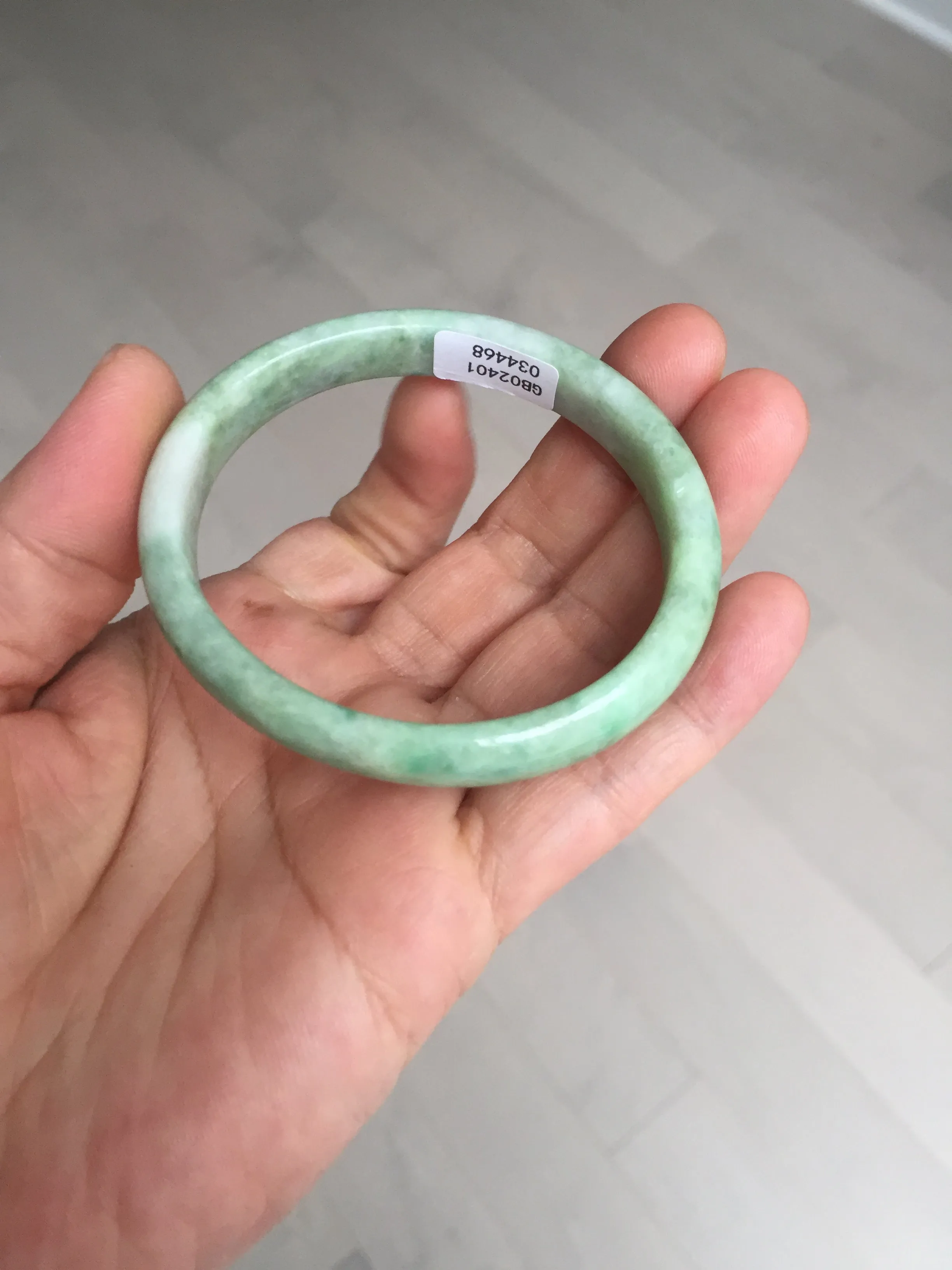 47.5mm Certified type A 100% Natural sunny green Jadeite Jade bangle BM93-4468