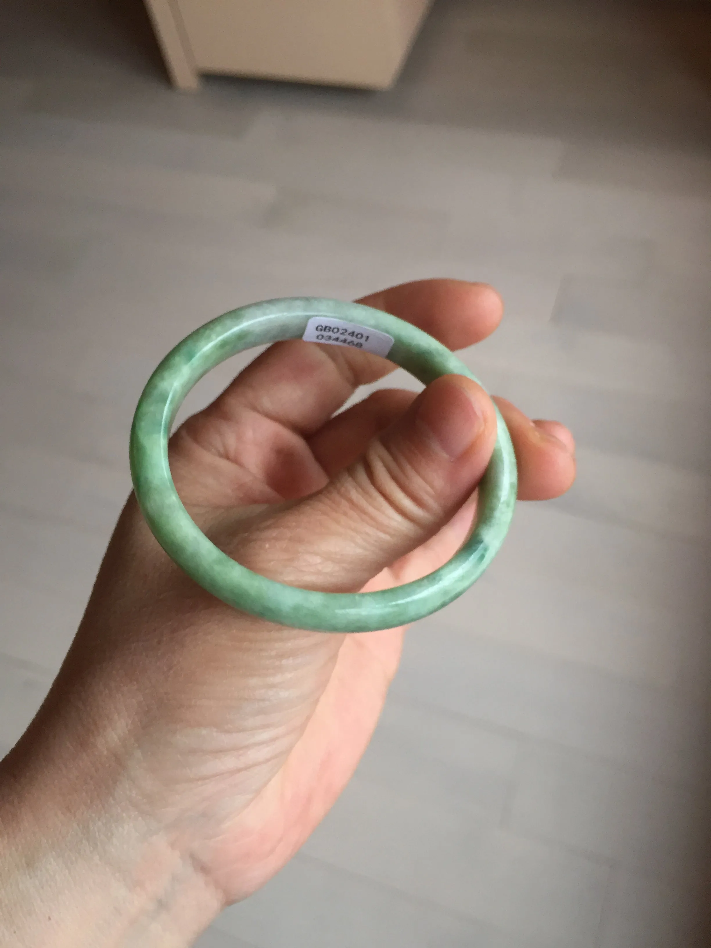 47.5mm Certified type A 100% Natural sunny green Jadeite Jade bangle BM93-4468