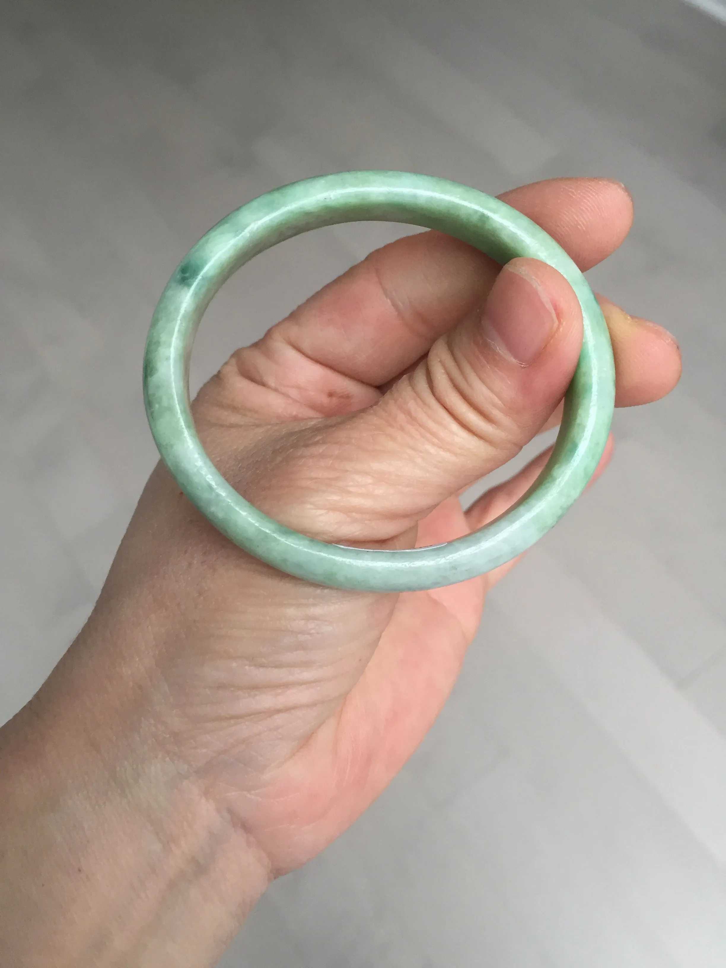 47.5mm Certified type A 100% Natural sunny green Jadeite Jade bangle BM93-4468