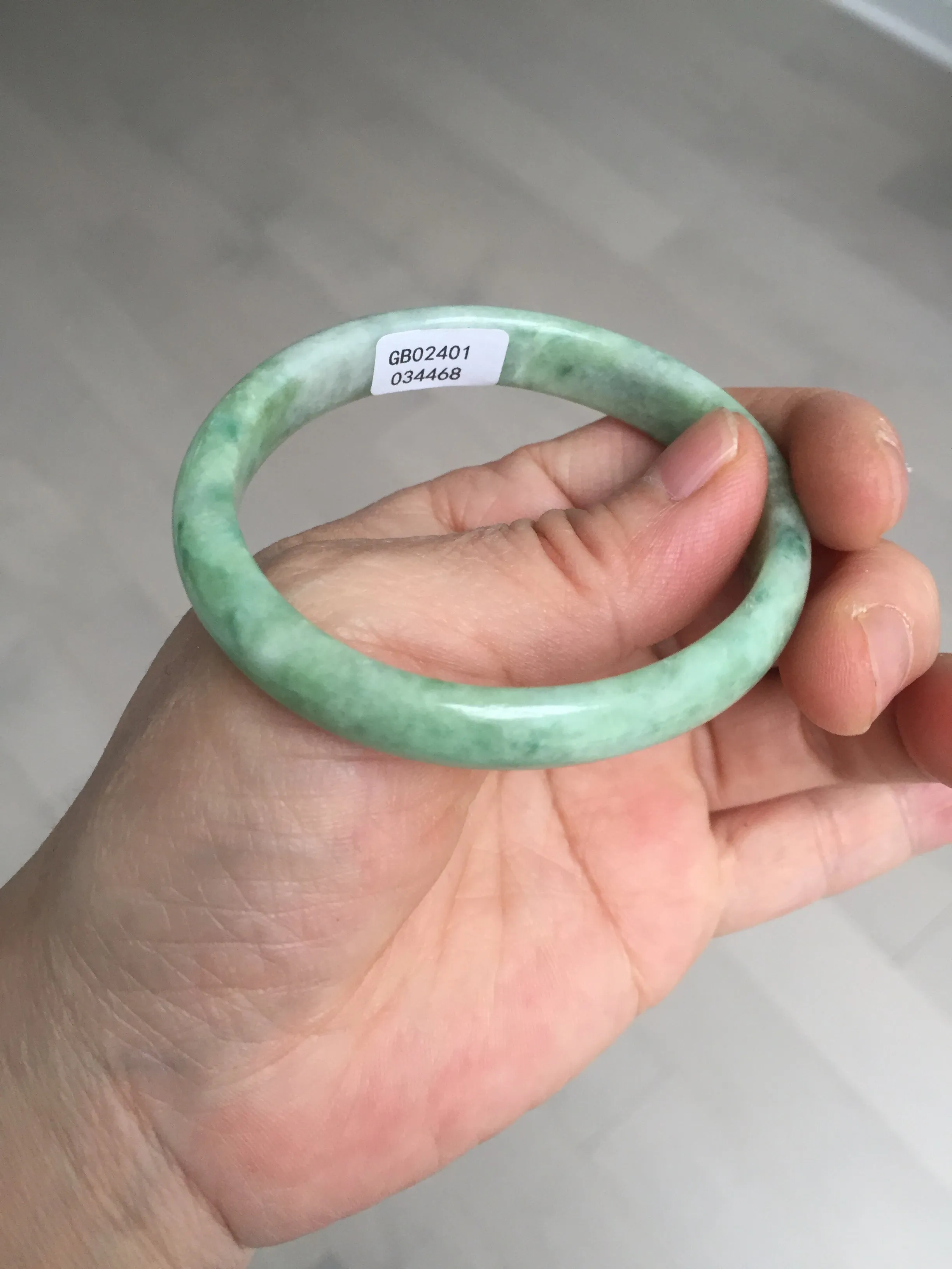 47.5mm Certified type A 100% Natural sunny green Jadeite Jade bangle BM93-4468