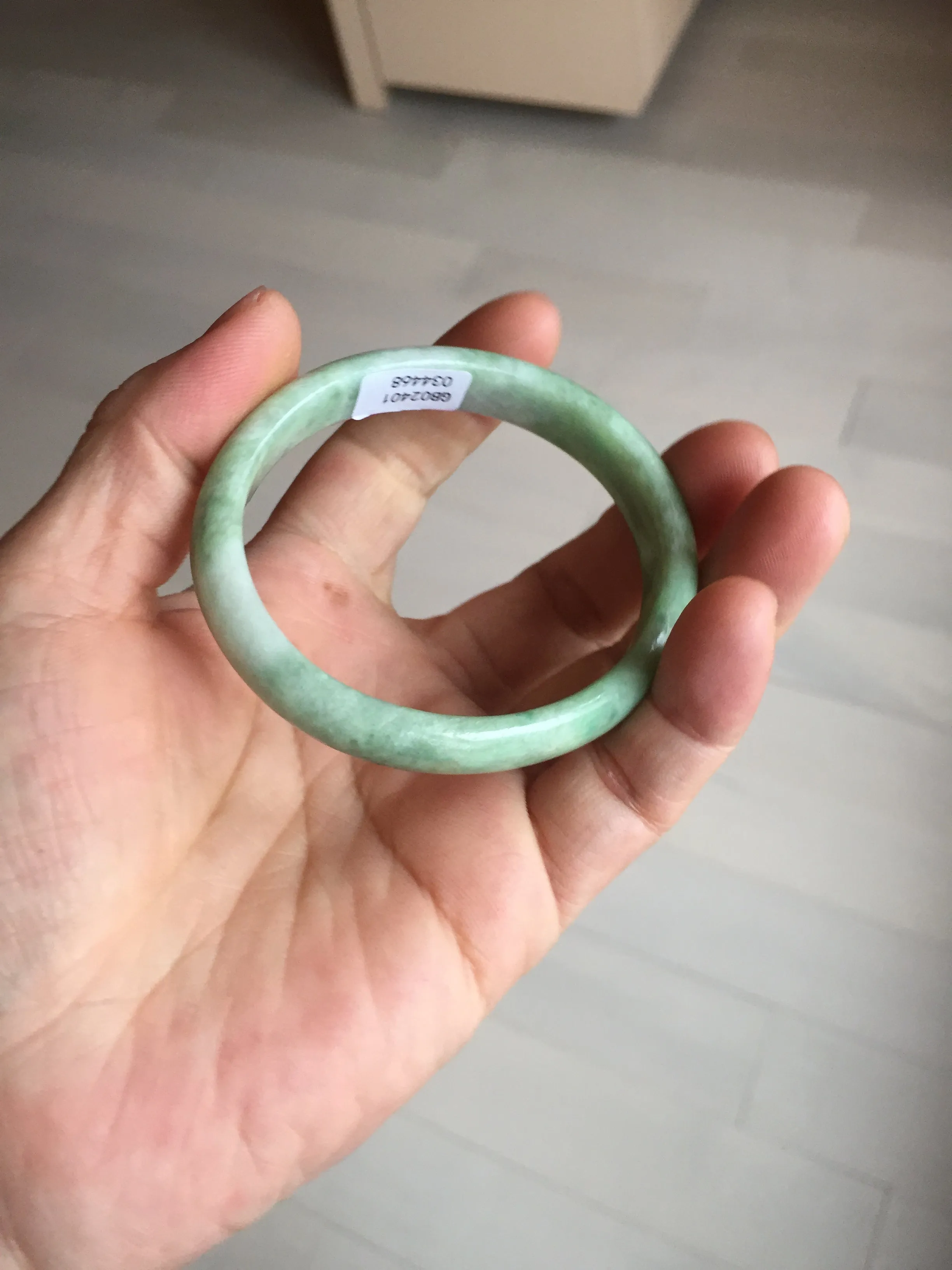 47.5mm Certified type A 100% Natural sunny green Jadeite Jade bangle BM93-4468