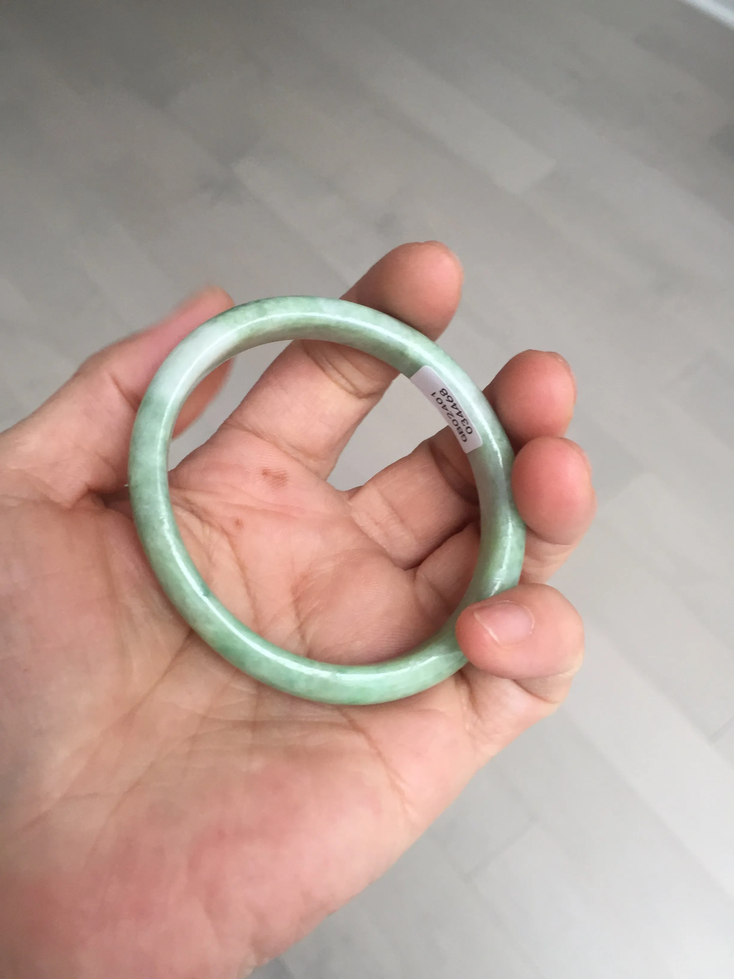 47.5mm Certified type A 100% Natural sunny green Jadeite Jade bangle BM93-4468