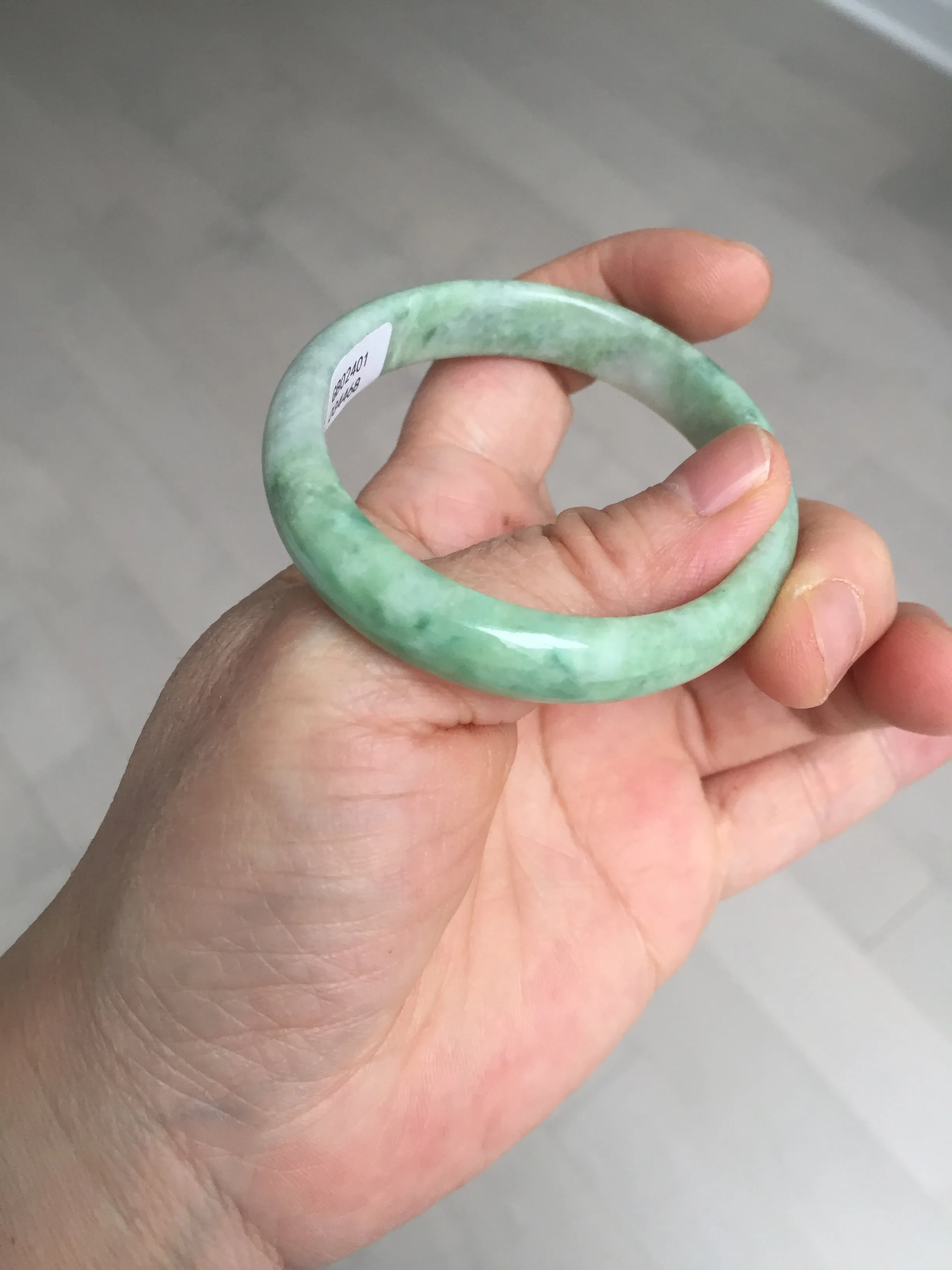 47.5mm Certified type A 100% Natural sunny green Jadeite Jade bangle BM93-4468