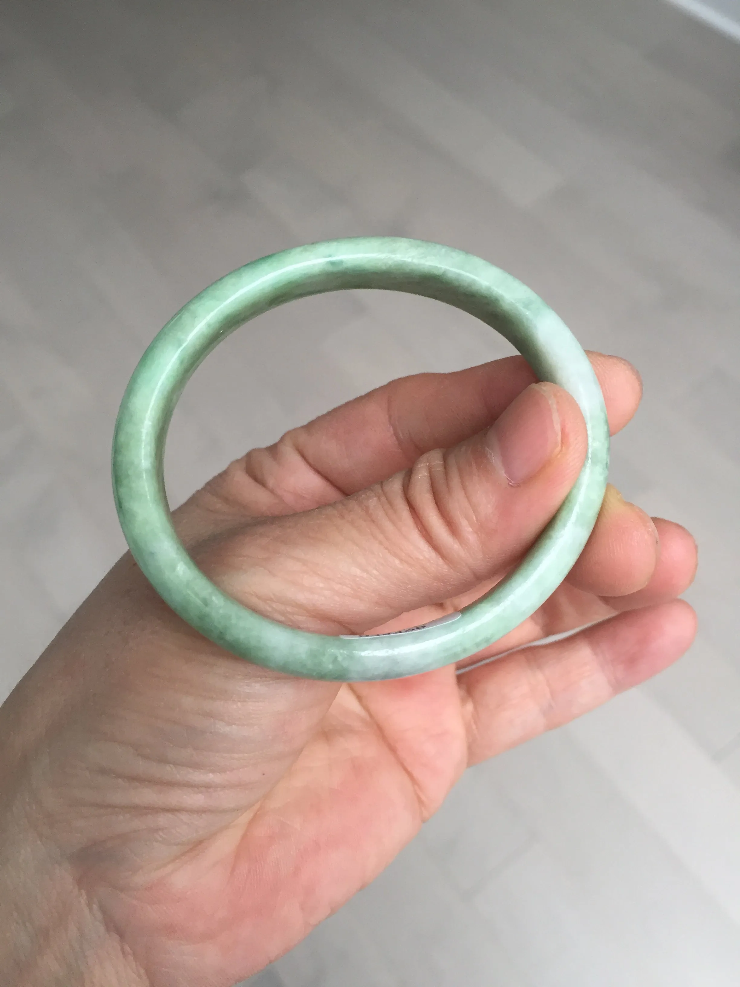 47.5mm Certified type A 100% Natural sunny green Jadeite Jade bangle BM93-4468